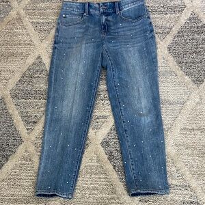 Talbots Blue Cropped Jeans with Subtle Embellishments